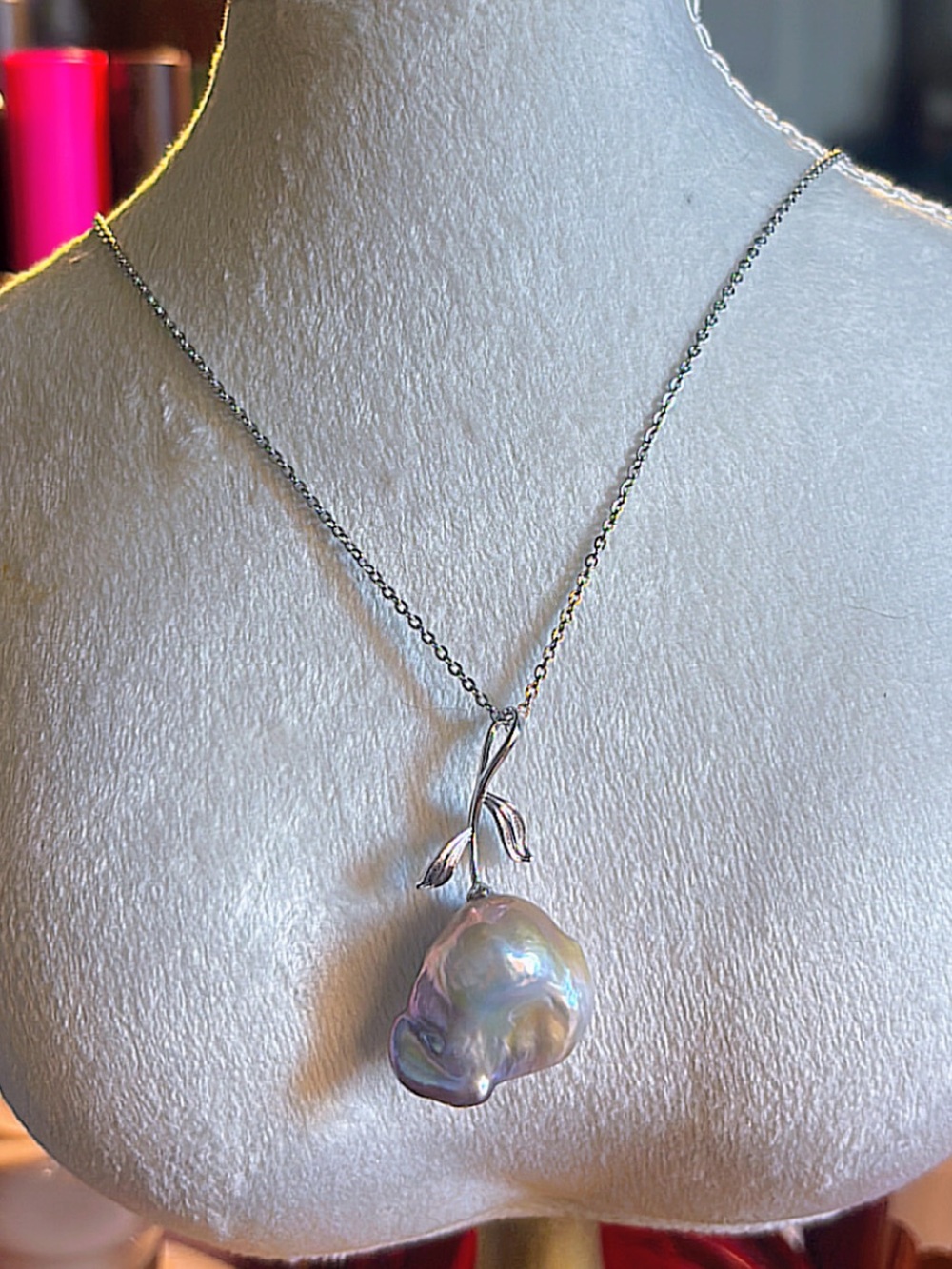 Baroque Blue Pearl in Rose Setting | S925 Stamp